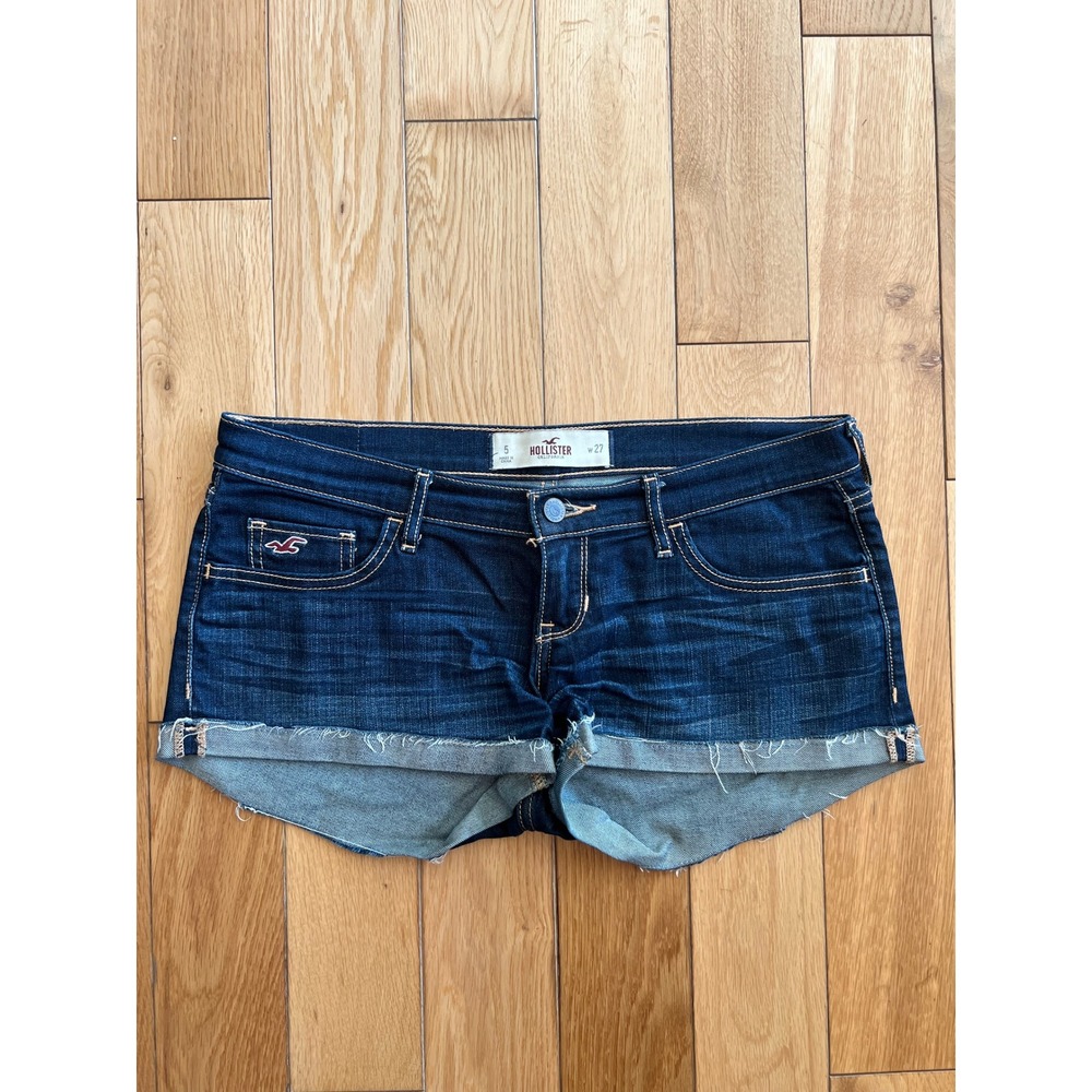 Vintage Y2K Hollister Micro Denim Shorts Low Rise Dark Wash Festival Womens 27